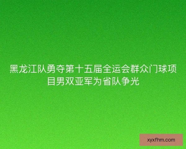 黑龙江队勇夺第十五届全运会群众门球项目男双亚军为省队争光