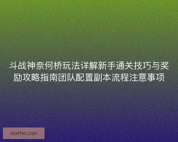 斗战神奈何桥玩法详解新手通关技巧与奖励攻略指南团队配置副本流程注意事项